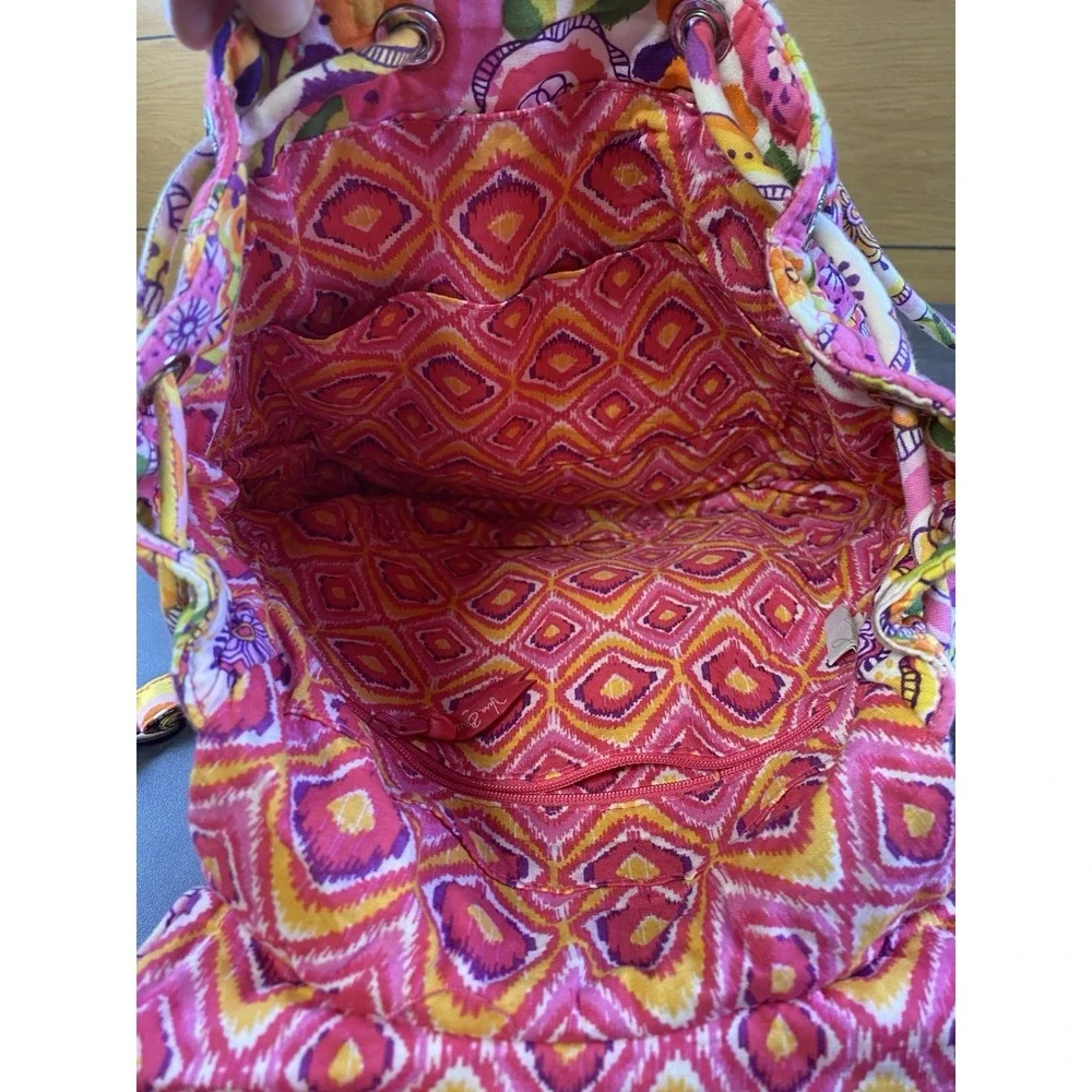Vera Bradley Pink Floral Clementine Quilted Backpack Tote-CLEAN